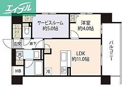プレサンスロジェ岡山駅元町 2LDKの間取図画像