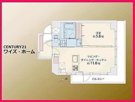 【間取り図】　1LDK