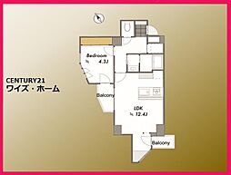 ビューパレー新宿新都心 1LDKの間取図画像