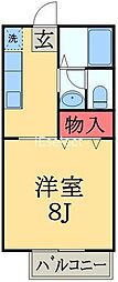 コーポフリーダム 1階1Kの間取り