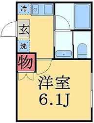 イーストランド稲毛 2階1Kの間取り