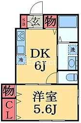 ナリトモ矢作A 1階1DKの間取り
