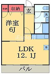 ハイラーク千葉 5階1LDKの間取り