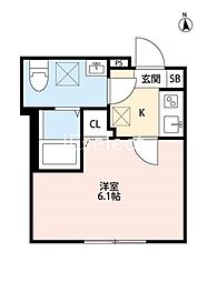 NKクレール幕張 2階1Kの間取り