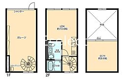 ガレージハウス　R-BASE 2階ワンルームの間取り