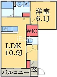 メゾンエトワール 1階1LDKの間取り