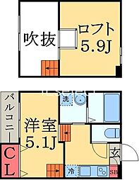 ルミエール 1Kの間取図画像