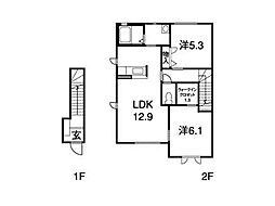 アーバンスクエアC棟 2階2LDKの間取り