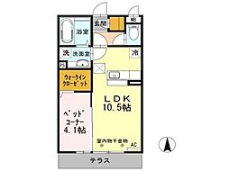 グランコンフォートＡ 2階1LDKの間取り