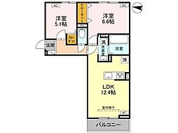 ルノン 2LDKの間取図画像