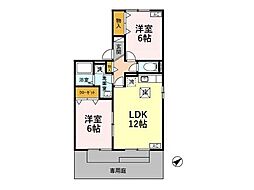 リバービューB 2LDKの間取図画像