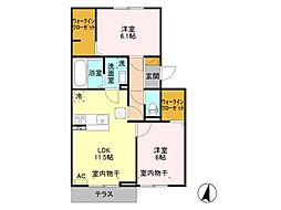 レフィナードB 2LDKの間取図画像