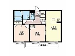 グランベレオB 2LDKの間取図画像