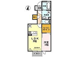 ドマーニ木田 1LDKの間取図画像