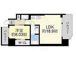 JR東海道・山陽本線 東淀川駅 徒歩8分の賃貸マンション 4階1LDKの間取り