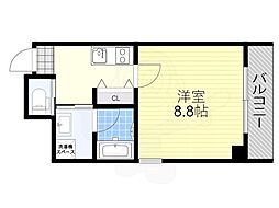 ブロード塚本レジデンス 6階1Kの間取り