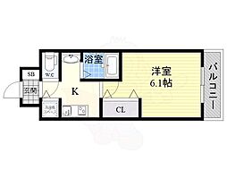 アスヴェル新北野モスト 7階1Kの間取り