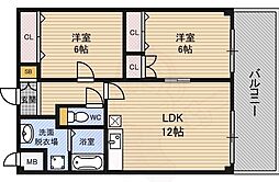 新大阪パークハイツ 2LDKの間取図画像