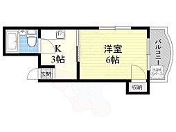 バスティオーネ柴島 1Kの間取図画像