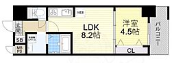 グランルクレ新大阪 1LDKの間取図画像