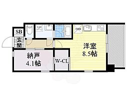 レジディア新大阪 ワンルームの間取図画像