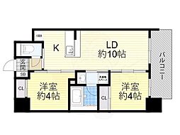 大阪市淀川区西宮原1丁目マンション 2LDKの間取図画像