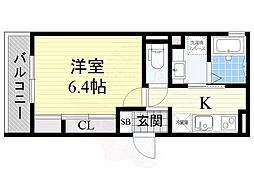 ビルボード淡路駅前 1Kの間取図画像