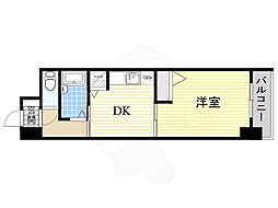 ノルデンハイム東三国B棟 1DKの間取図画像