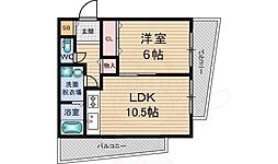 キャニスコート上新庄 1LDKの間取図画像
