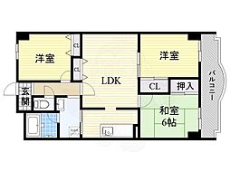 パークサイド三木・第2 3LDKの間取図画像