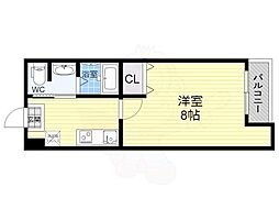 リザルト三国 ワンルームの間取図画像