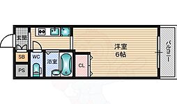 プランドール三国 1Kの間取図画像