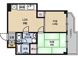 すずらんハイツ 2LDKの間取図画像