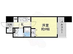 プラウドフラット新大阪 1Kの間取図画像