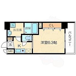 ウインズコート西中島 1Kの間取図画像