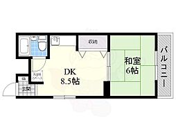 ロイヤルハイツ豊里A 1DKの間取図画像