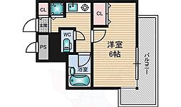 コスモプラザ新大阪 1Kの間取図画像
