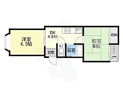 二美ハイツ 2DKの間取図画像