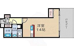 ザグランドビューOSAKA ワンルームの間取図画像