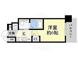 エスリード新北野 1Kの間取図画像
