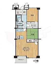 新北野第2コーポ 2LDKの間取図画像