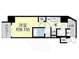 Resiur-HOSAKADayFeel 1Kの間取図画像