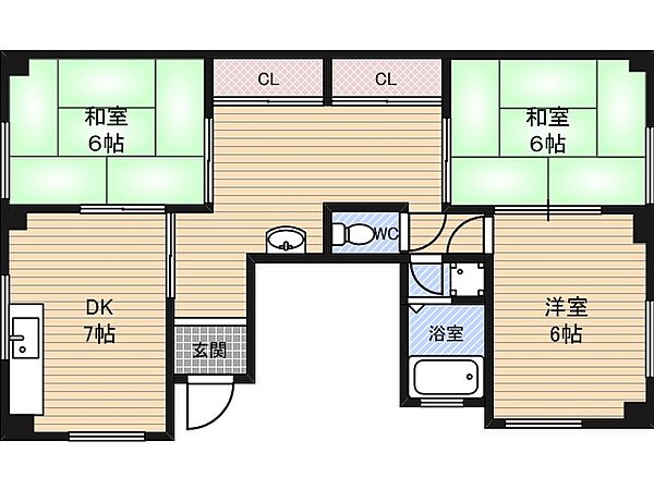 北大阪マンション ｜大阪府大阪市淀川区十八条１丁目(賃貸マンション3DK・1階・60.00㎡)の写真 その2