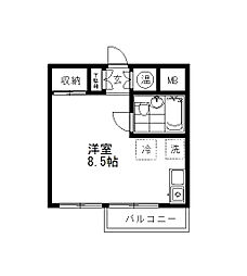 東都ハイツ 4階ワンルームの間取り