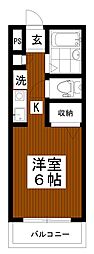 ワンダーランドB 1Kの間取図画像