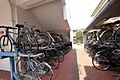 自転車置き場で...