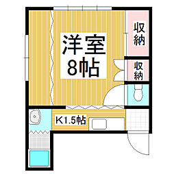 吉川ビルマンション 3階1Kの間取り