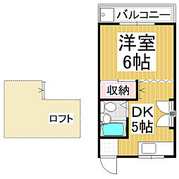 ハイツｎ 2階1DKの間取り
