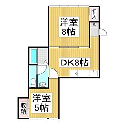 平栗ビル 4階2DKの間取り
