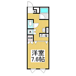 オオシタビル 4階1Kの間取り